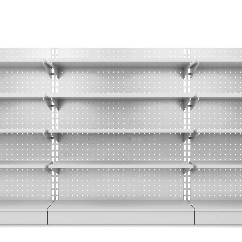 智能仓储场景 白色背景下的3D货架与购物车